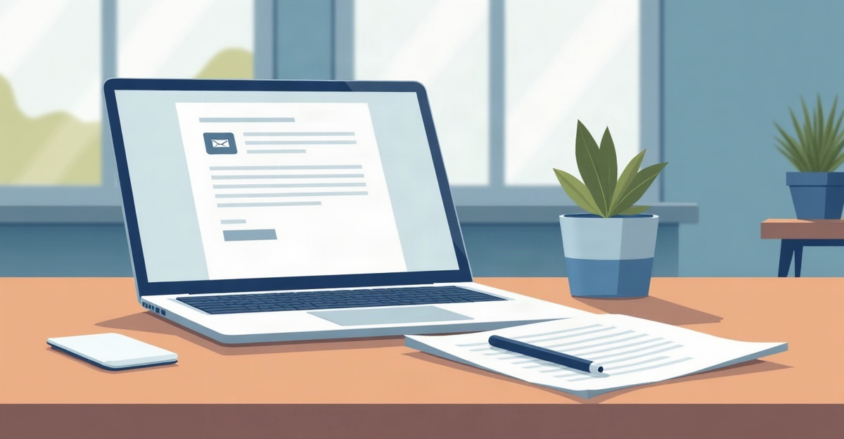 A laptop showing an application form with an empty upload box, next to a face-down printed resume